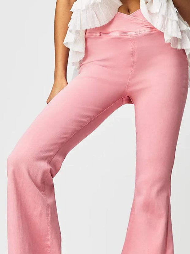 Asymmetric Waist Flare Jeans - Femme Allure