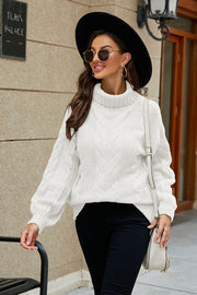 Cable-Knit Turtleneck Sweater - Femme Allure