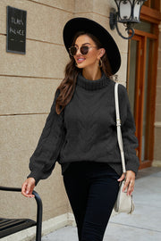 Cable-Knit Turtleneck Sweater - Femme Allure