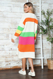 Color Block V-Neck Long Sleeve Sweater Dress - Femme Allure