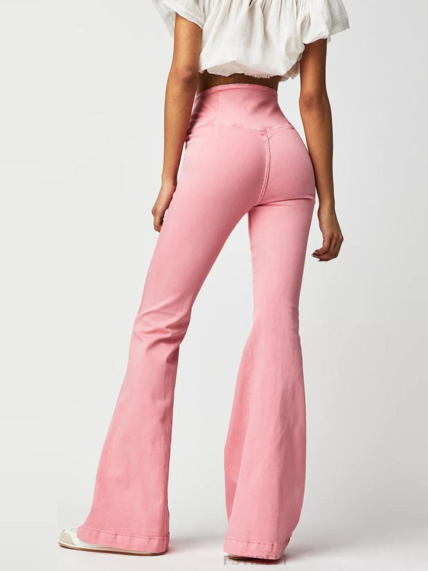 Asymmetric Waist Flare Jeans - Femme Allure