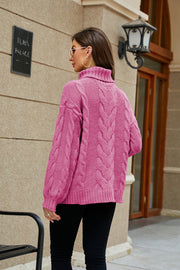 Cable-Knit Turtleneck Sweater - Femme Allure