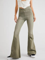 Asymmetric Waist Flare Jeans - Femme Allure