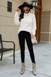 Cable-Knit Turtleneck Sweater - Femme Allure