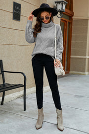 Cable-Knit Turtleneck Sweater - Femme Allure