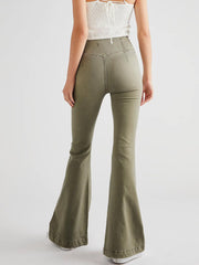 Asymmetric Waist Flare Jeans - Femme Allure