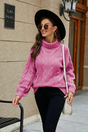 Cable-Knit Turtleneck Sweater - Femme Allure