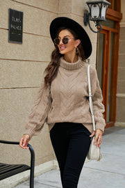 Cable-Knit Turtleneck Sweater - Femme Allure