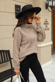 Cable-Knit Turtleneck Sweater - Femme Allure